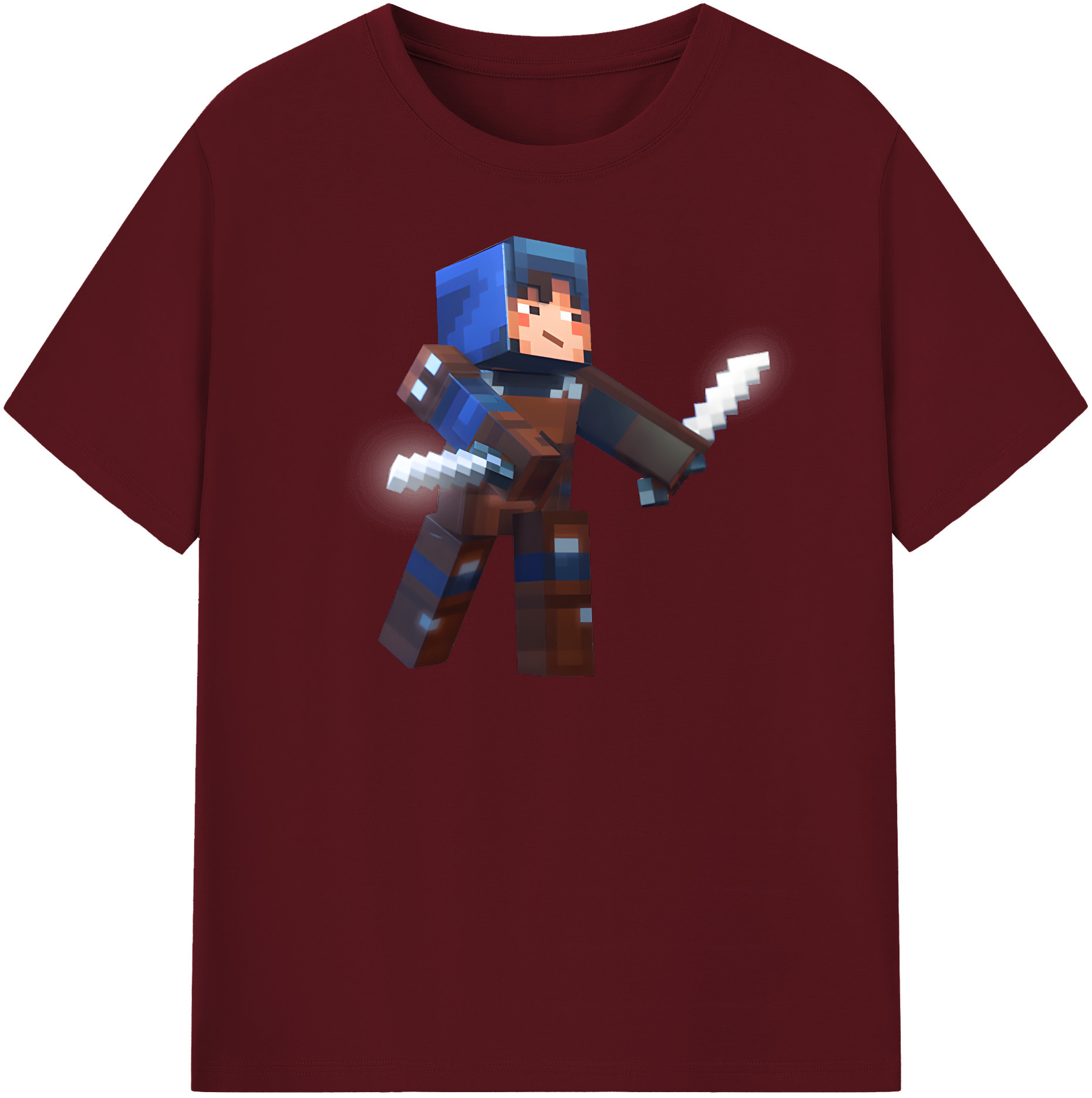 （画像用） マインクラフト ブロックの世界 Minecraft MC Block world 綿100％半袖Tシャツ（フロントプリント）